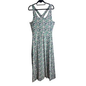 PACT Organic Cotton Maxi Dress Size XXXL Sleeveless Jersey Knit Floral Pockets